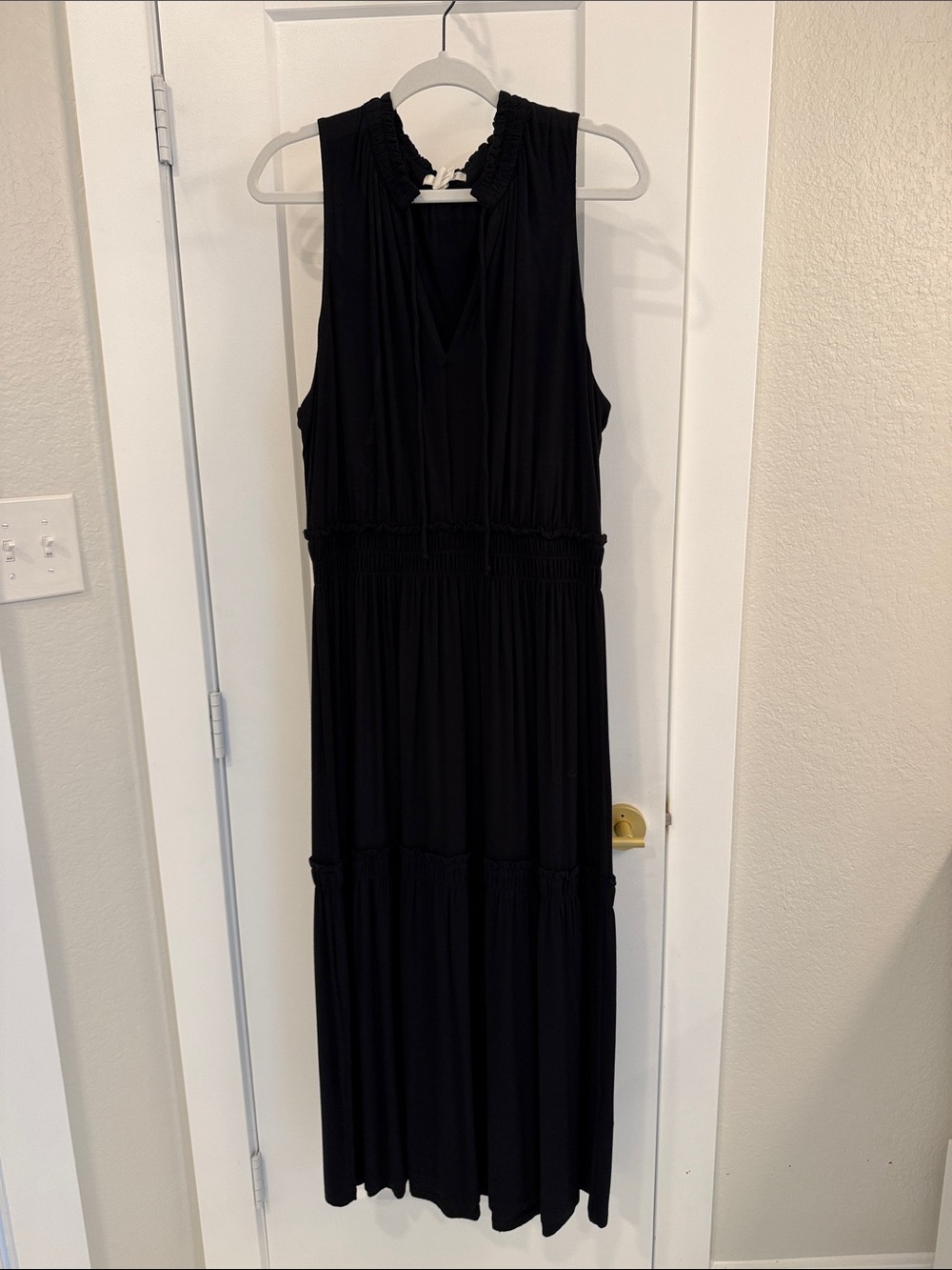 Z Supply Black Sleeveless Maxi Dress with Smocked Waist